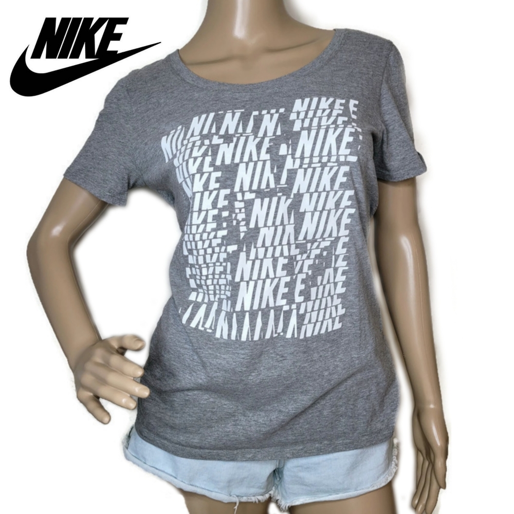 Nike tee shirt grey with white logo size medium